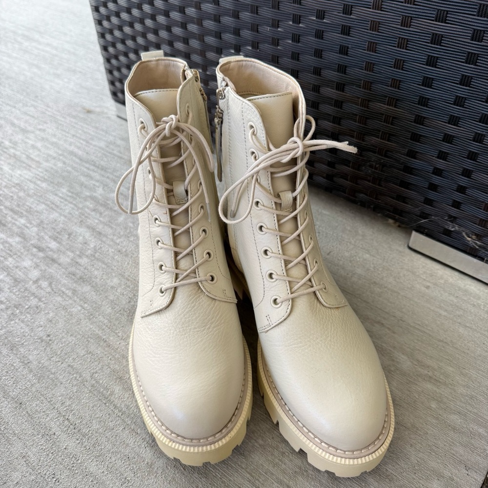 Sam Edelman Garret Lace-Up Boots in Cream